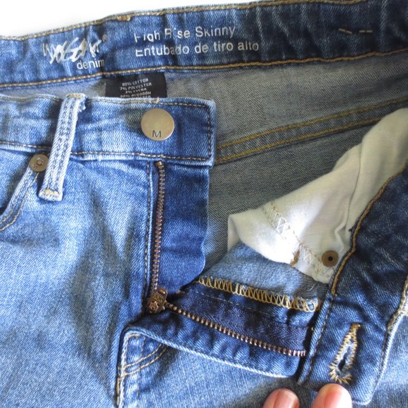 4/$14 MOSSIMO womens SKINNY jeans HIGH RISE denim POWER STRETCH blue SIZE 0 - Picture 7 of 13